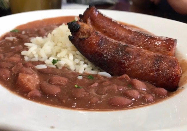 New Orleans Red Beans and Rice with smoked sausage at Cafe Reconcile