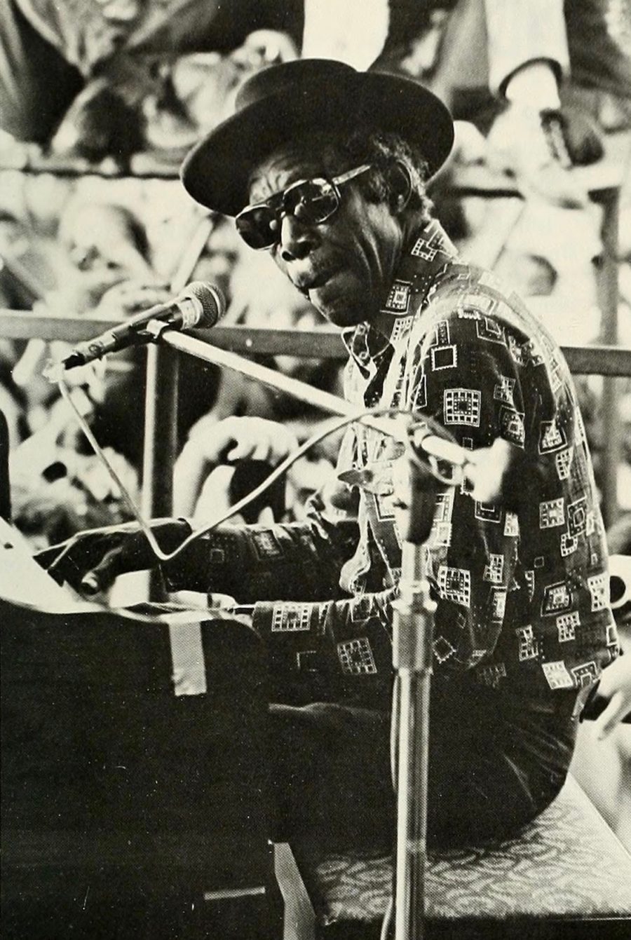 Professor Longhair playing piano at Jazz Fest 1975