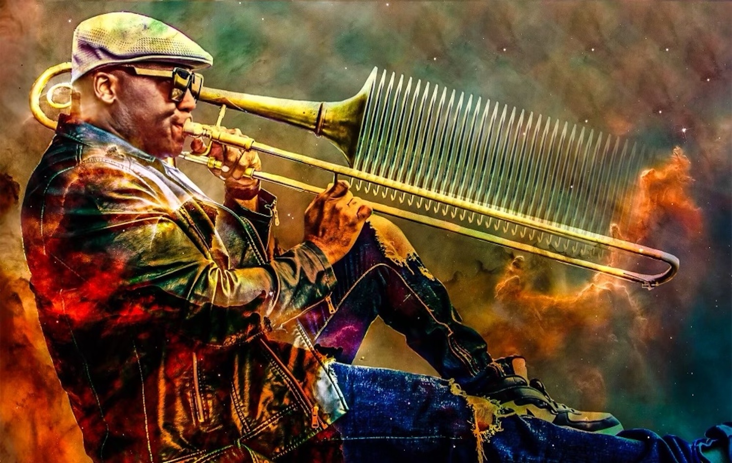 Big Sam Playing his Trombone